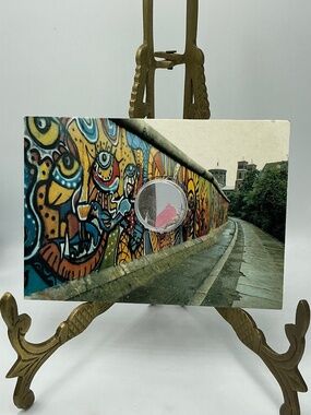 Berlin Wall Souvenir Postcard Genuine Painted Piece Concrete Artifact 1989